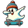 Skateboaring Dabbing Ghost Skateboard Dab