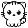 Cuddly Kitten Line Drawing