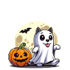 Halloween Cat Full Moon Pumpkin Ghost Kids