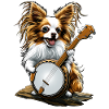 Papillon Dog Bluegrass Banjo Player