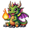 Farbiger Drachen mit Feuerball