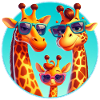 Famille de girafes cool avec des lunettes de soleil
