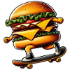 Cheeseburger Burger Skateboard Skater