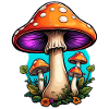 Glowing Forest Mushrooms Neon