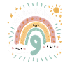 9th Birthday Shirt Rainbow Cloud