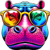 Hippopotamus with sunglasses