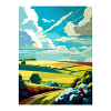 Lincolnshire Wolds Anob Travel Poster Souvenir WPA
