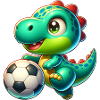 Cute dino playing football
