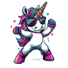 Cooles dabbendes Einhorn mit Sonnenbrille