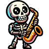 Halloween skeleton playing saxophone