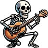 Hallloween skeleton plays guitar