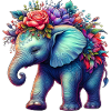 Éléphant avec des fleurs