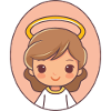 Angel with halo in oval