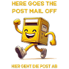 Here goes the post mail off. Hier geht die Post ab