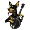 Doberman Dog Bluegrass Banjo Player