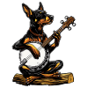 Doberman Dog Bluegrass Banjo Player