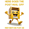 Here goes the post mail off. Hier geht die Post ab