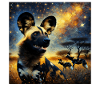 African Wild Dog Starry Night