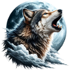Wolf heult den Vollmond an