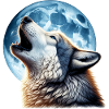 Wolf heult den Vollmond an