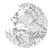 Poissons océan dessin noir et blanc