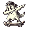 Skateboaring Dabbing Ghost Skateboard Dab