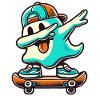 Skateboaring Dabbing Ghost Skateboard Dab