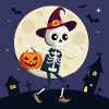 Cute skeleton in the moonlight