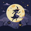 Witch in magical moonlight