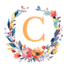C Monogram, Flower Wreath, Personalizable