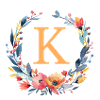 K Monogram, Flower Wreath, Personalizable