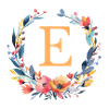 E Monogram, Flower Wreath, Personalizable