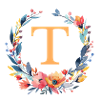 T Monogram, Flower Wreath, Personalizable