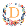 D Monogram, Flower Wreath, Personalizable