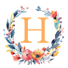 H Monogram, Flower Wreath, Personalizable