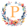 P Monogram, Flower Wreath, Personalizable