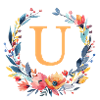U Monogram, Flower Circle, Personalizable