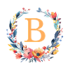 B Monogram, Flower Wreath, Personalizable