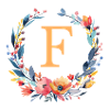 F Monogram, Flower Wreath, Personalizable