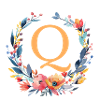 Q Monogram, Flower Wreath, Personalizable