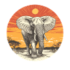 Elephant in the sunset