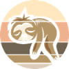 retro sloth comic icon sunset logo