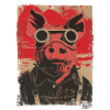 Funny Crazy Steampunk Pilot Pig