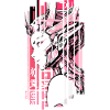 Woman cyberpunk rose Géométrique japan