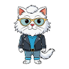 Wit Langhaar Perzisch Grappig Cartoon Kawaii Jas