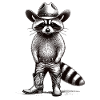 Raccoon, Cowboy, Western, Country