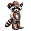Raccoon, Cowboy, Western, Country
