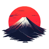 Red sunset over volcano
