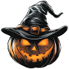 Pumpkin with Witch Hat – Bright Halloween Motif