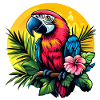 Perroquet tropical dans le cercle solaire